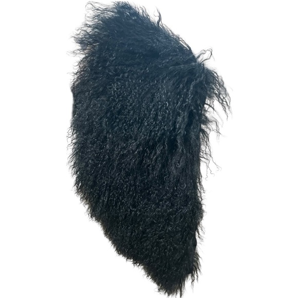 Banana Republic Black Wool Coat Removable Angora Fur Collar Medium Like New - Picture 10 of 12